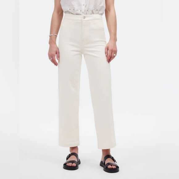 Madewell Denim - Madewell NWT Petite Emmett Wide Leg Crop Jeans Size 25P in Tile White